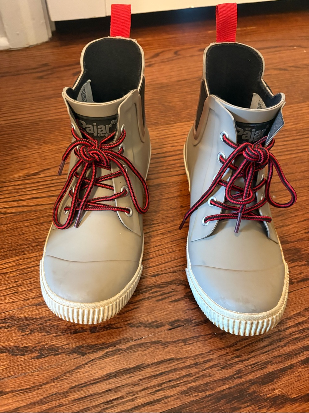 Pajar Women’s Tan Boots with Red Lace Accents